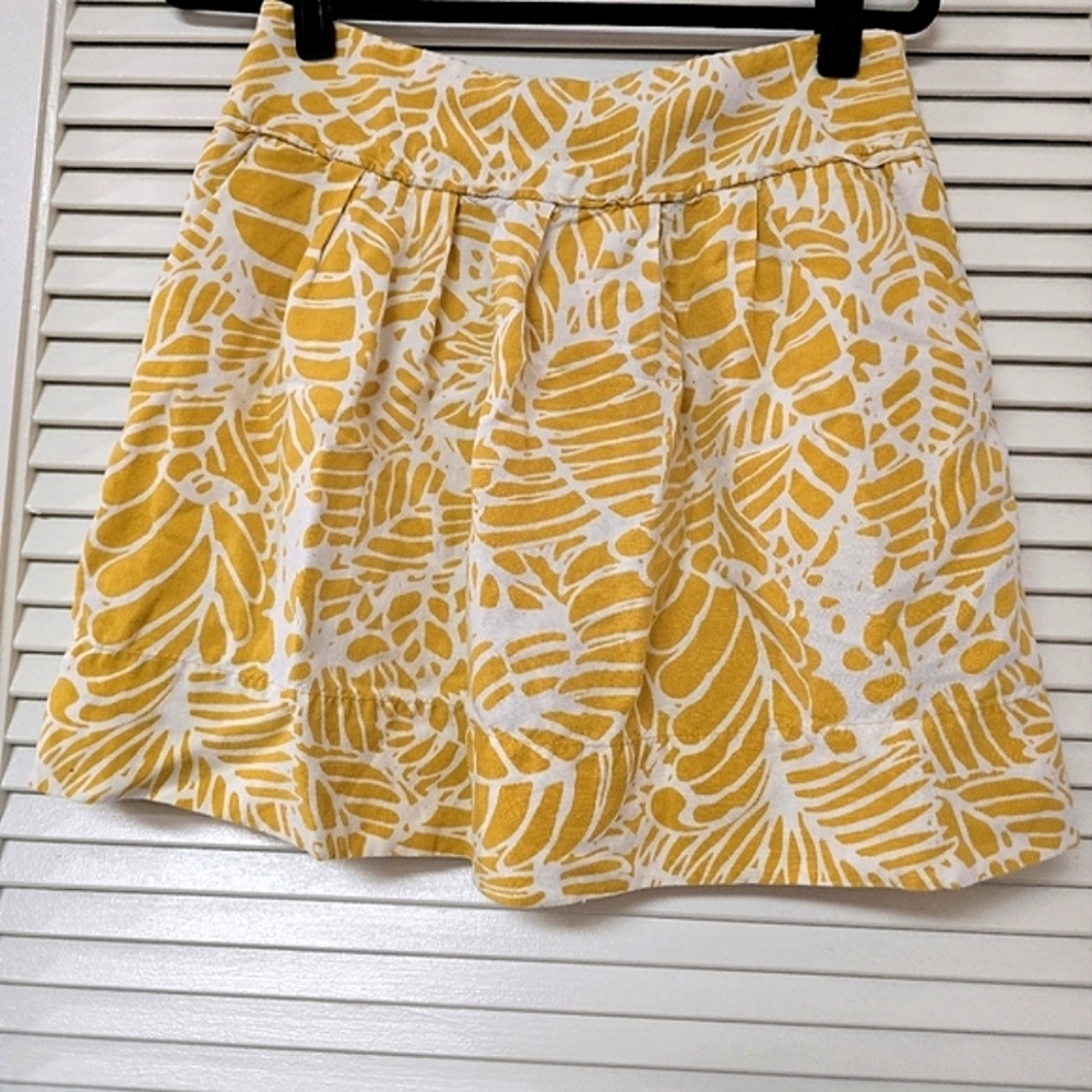 LOFT Ann Taylor - Yellow & White Tropical Summer Skirt With Pockets